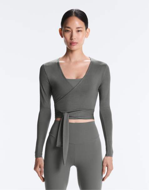 OYSHO - T-shirt cache-cœur en lyocell mélangé - Gris - view 1