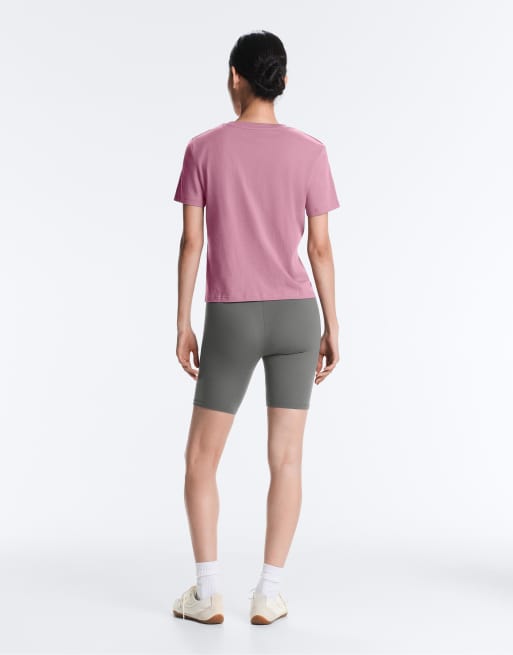 OYSHO - T-shirt classique à manches courtes en coton mélangé - Rose, 4 de 4