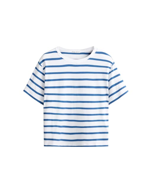 Oysho - T-shirt coupe carrée à manches courtes en coton mélangé - Bleu électrique, 5 de 5