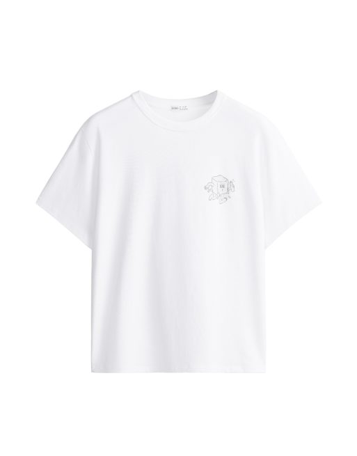 OYSHO - T-shirt coupe carrée à manches courtes et imprimé - Blanc cassé, 5 de 7