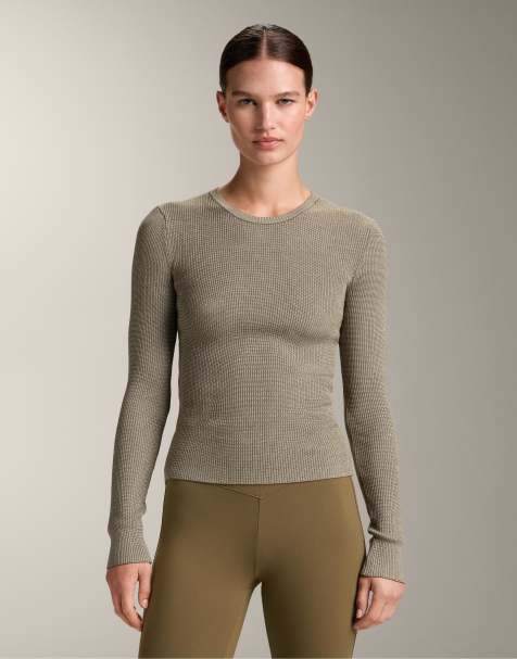 OYSHO - T-shirt de sous-vêtement en maille texturée - Kaki - view 1