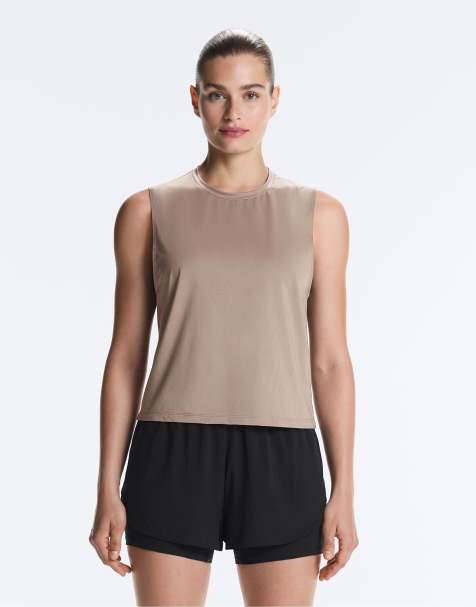 Oysho - T-shirt en tissu technique sans manches - Gris vison - view 1