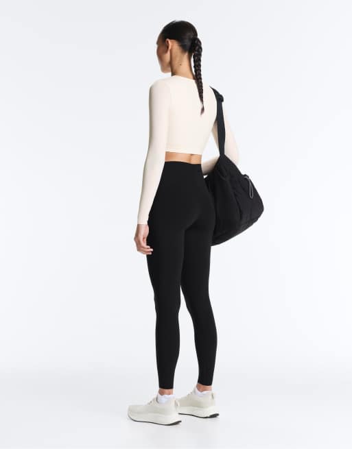 OYSHO - T-shirt leggera a maniche lunghe écru pallido, 4 di 4