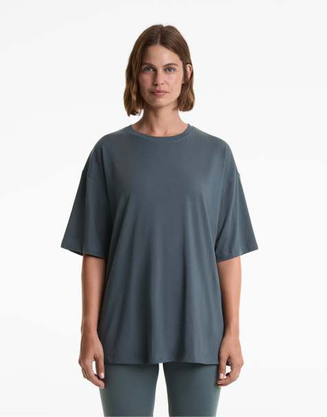 OYSHO - T-shirt manches courtes en coton mélangé - Gris - view 1