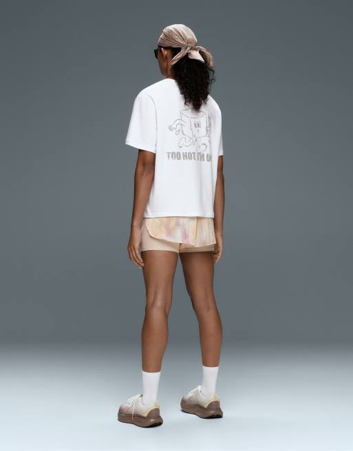 OYSHO T-shirt med print, boxy pasform og korte ærmer i råhvid, 4 af 7