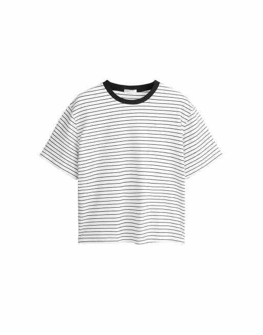 OYSHO - T-shirt oversize en coton mélangé à manches courtes - Blanc cassé, 5 de 5