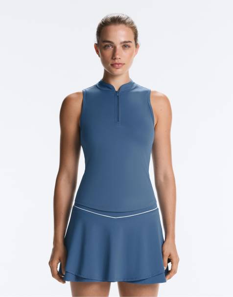 OYSHO t-shirt sans manches à demi-zip bleu - view 1