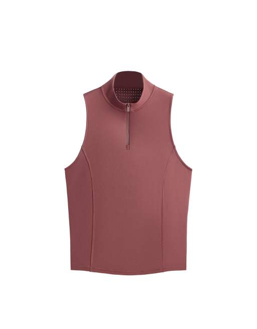 OYSHO t-shirt sans manches à demi-zip bordeaux, 6 de 6
