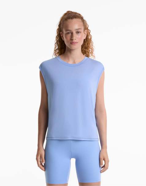 Oysho - T-shirt sans manches en modal mélangé - Bleu lavande pâle - view 1