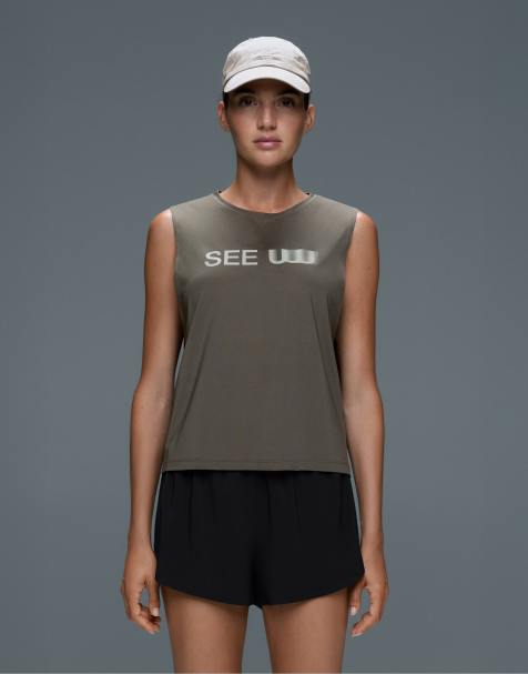 Oysho - T-shirt sans manches en tissu technique avec inscription - Gris - view 1
