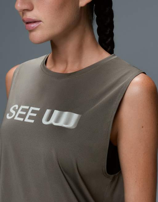 Oysho - T-shirt sans manches en tissu technique avec inscription - Gris, 3 de 7