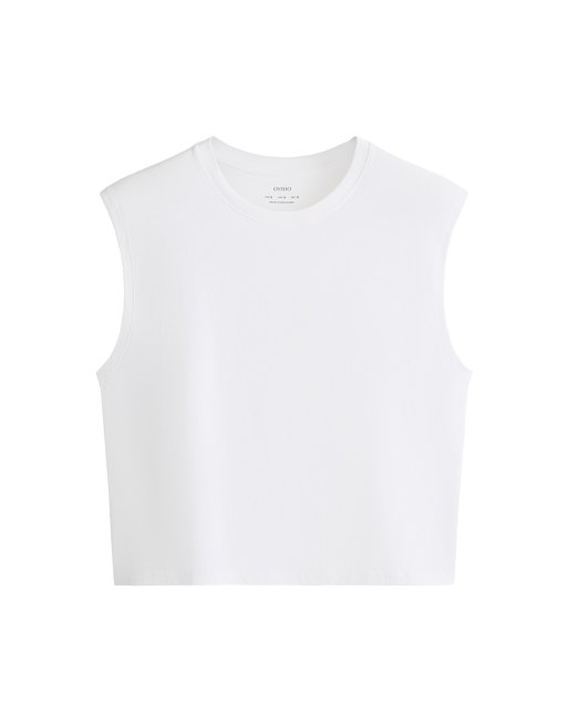 Oysho -T-shirt sans manches sans coutures en coton mélangé - Blanc cassé, 5 de 5