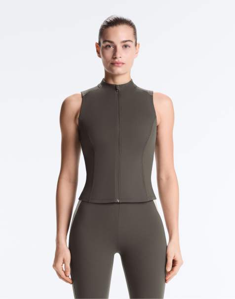 OYSHO - T-shirt senza maniche color carbone con zip - view 1