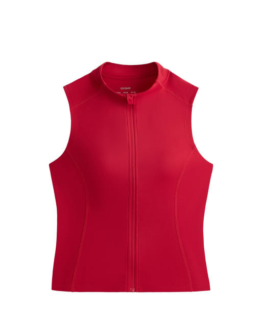 OYSHO T-shirt senza maniche con zip rossa, 6 di 6