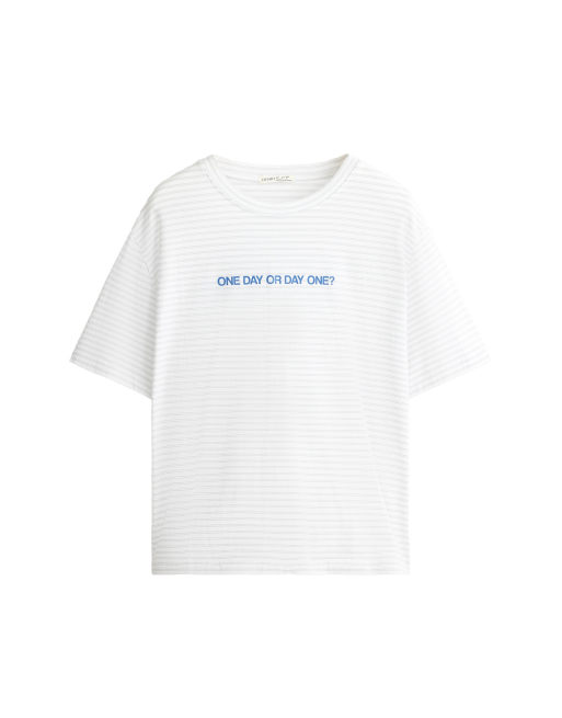 OYSHO t-shirt slogan coupe carrée écru, 5 de 5