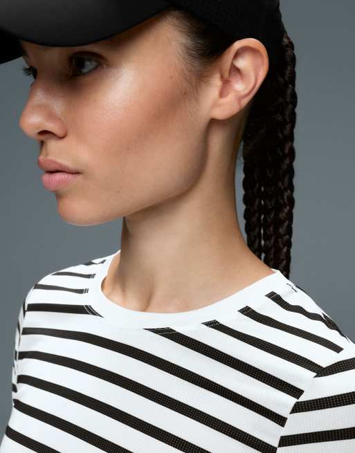 OYSHO T-shirt tecnica a maniche lunghe a righe nera, 3 di 7