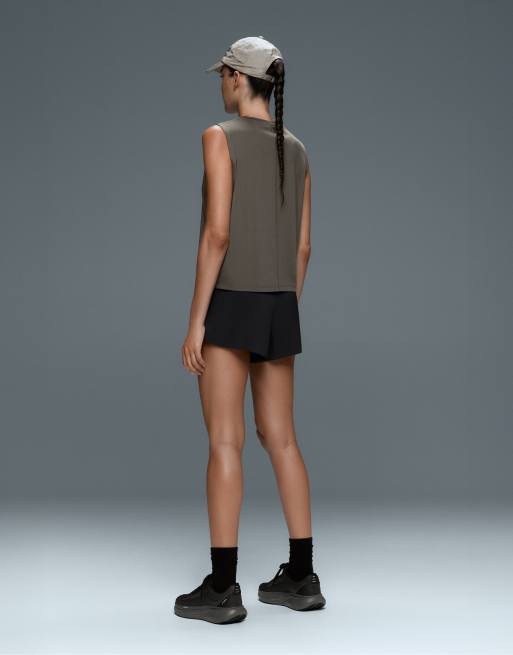 OYSHO - T-shirt tecnica senza maniche grigia con scritta, 4 di 7