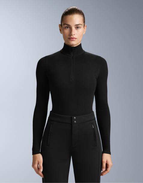 OYSHO - T-shirt thermique en polaire à col zippé - Noir - view 1