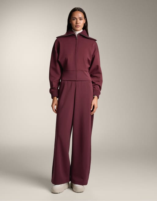 OYSHO – Taillierte Jacke in Rot mit angerautem Modalstoff und Strickkragen, 2 von 4