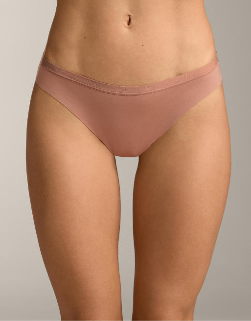 OYSHO – Tangas aus Polyamidmix in Neutral und Schwarz mit Logo, 3er-Pack, 3 von 3