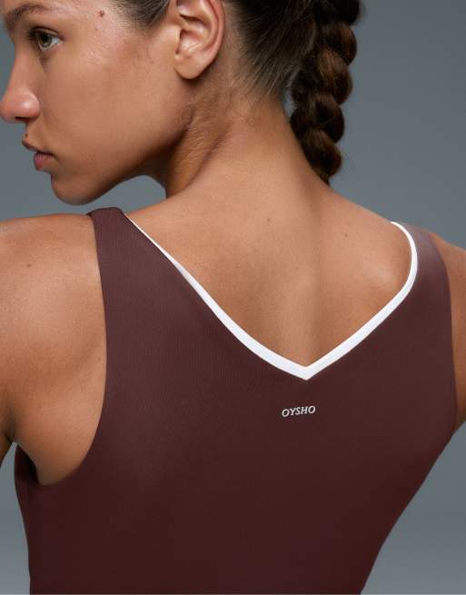 OYSHO – Tanktop aus Comfortlux in Braun mit V-Ausschnitt, 2 von 6