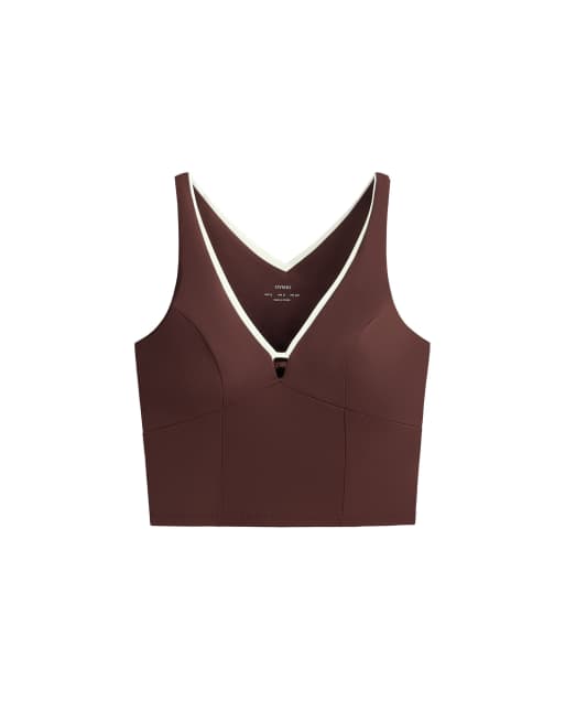 OYSHO – Tanktop aus Comfortlux in Braun mit V-Ausschnitt, 6 von 6