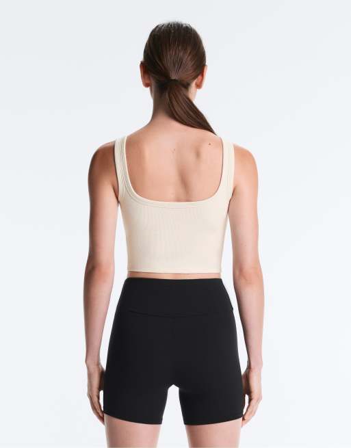 OYSHO Tanktop aus Rippstrick mit quadratischem Ausschnitt in hellem Ecru, 2 von 4