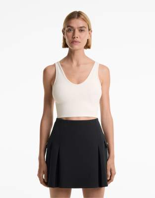 Oysho - Tanktop in blassem Ecru mit gerippter Struktur-Neutral