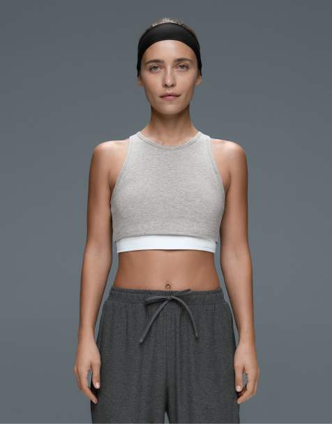 OYSHO Tanktop mit Melange-Overlay und Neckholder in Grau-Melange - view 1