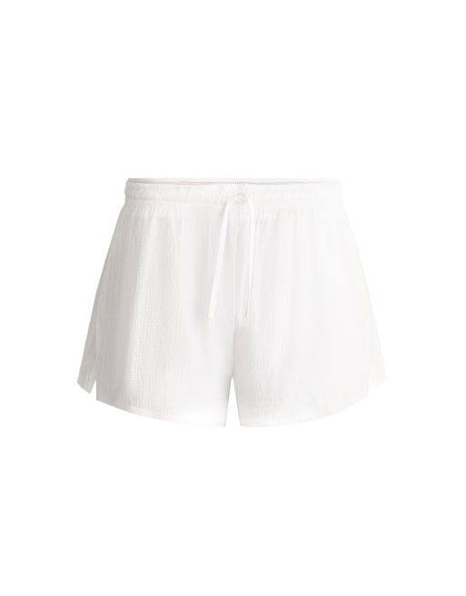 OYSHO Technical mid rise 2-in-1 check shorts in off-white, 7 of 7