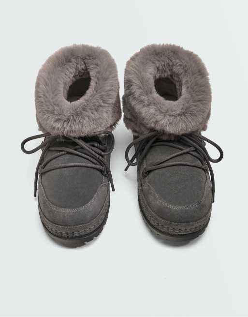 OYSHO Technical suede lace-up boot in grey, 3 of 7
