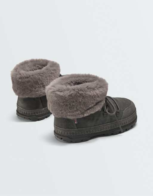 OYSHO Technical suede lace-up boot in grey, 5 of 7