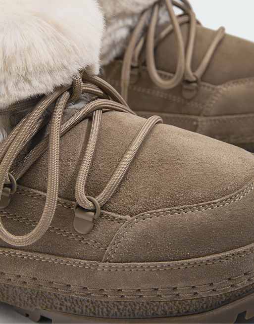 OYSHO Technical suede lace-up boot in mink, 4 of 7