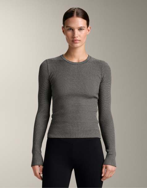 OYSHO Textured knit base layer t-shirt in black