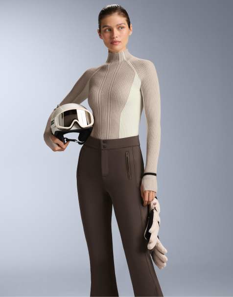 OYSHO Thermal base layer t-shirt with contrast rib knit in light pink - view 1