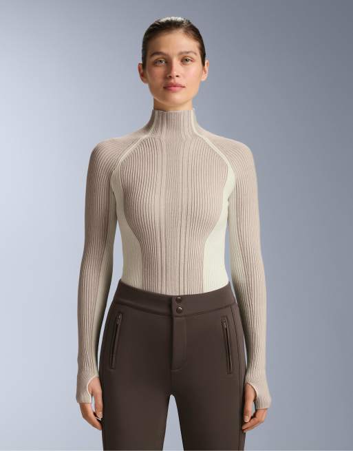 OYSHO – Thermo-Baselayer-T-Shirt aus kontrastierendem Rippstrick in Hellrosa, 4 von 4