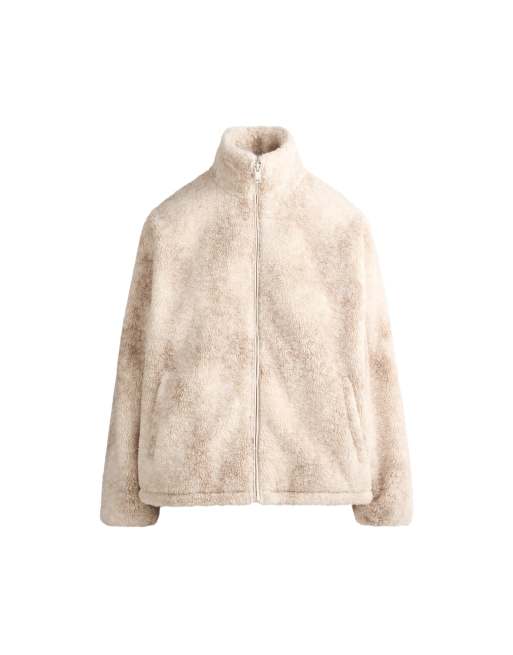OYSHO tie-dye-jacka i fuskfårskinn i cream, 5 av 5