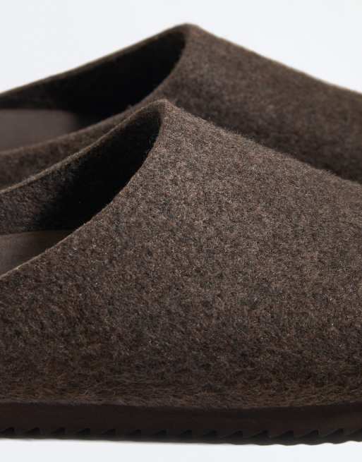 OYSHO tofflor med filtliknande effekt i brunt, 6 av 7