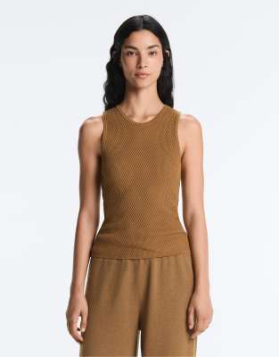 OYSHO - Top sans manches en maille - Marron-Brown