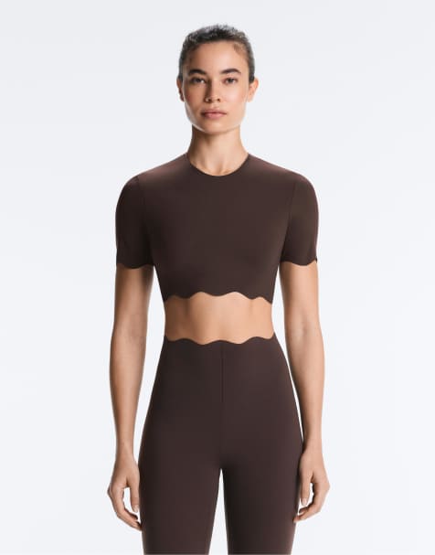 OYSHO - Top senza maniche a compressione marrone ondulato - view 1