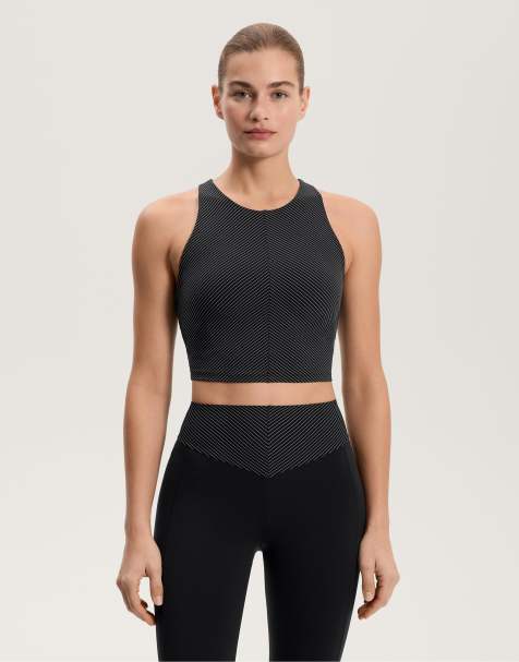OYSHO - Top senza maniche a compressione nero a righe - view 1