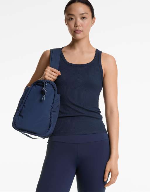 Oysho - Top senza maniche blu navy a coste in misto cotone e modal