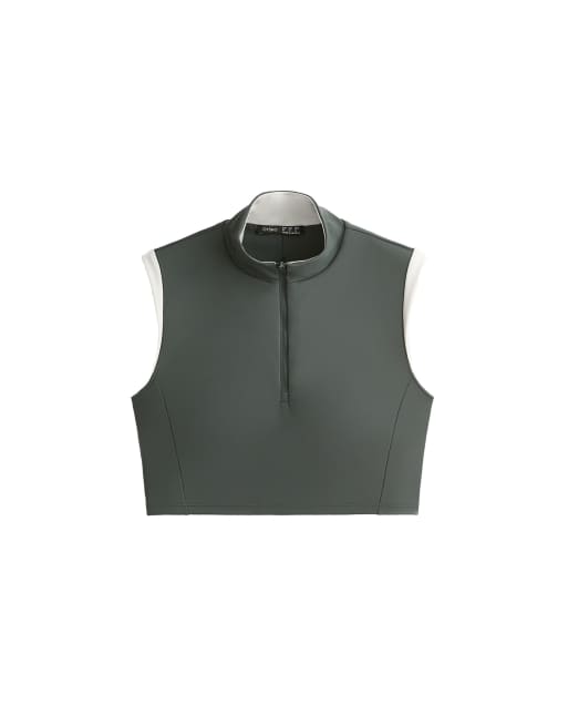 OYSHO top senza maniche compressivo con mezza zip a blocchi in ocean, 6 di 6