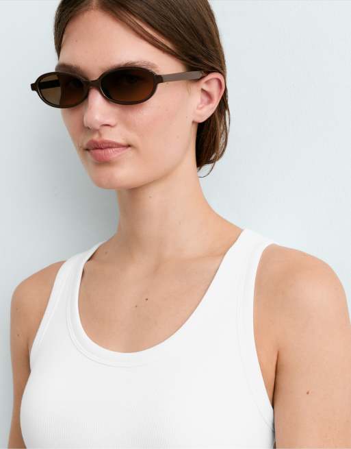 OYSHO - Top senza maniche in misto modal a coste bianco sporco, 3 di 5