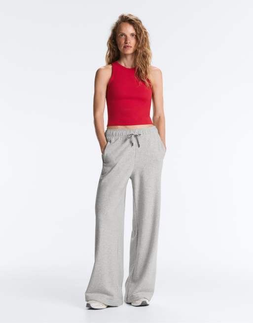 OYSHO - Top senza maniche lungo in misto modal a coste rosso acceso, 2 di 7