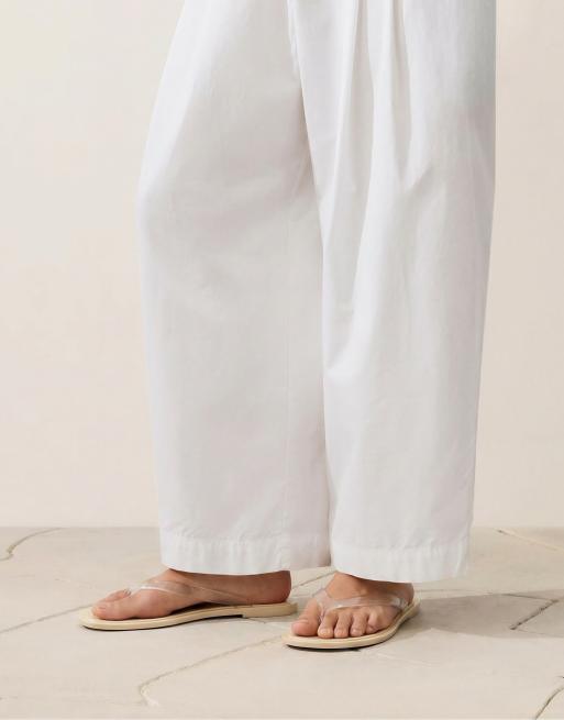 OYSHO Translucent effect beachwear flip flops in ecru, 2 of 6