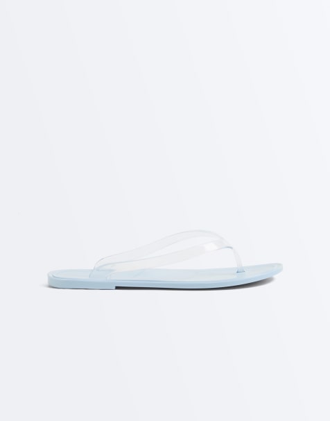 OYSHO transparente Badesandalen in Blau - view 1