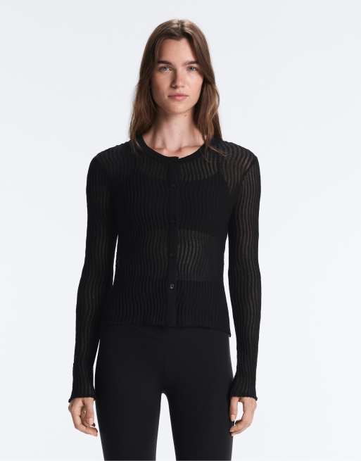 OYSHO transparentes Langarm-T-Shirt in Schwarz, 2 von 6