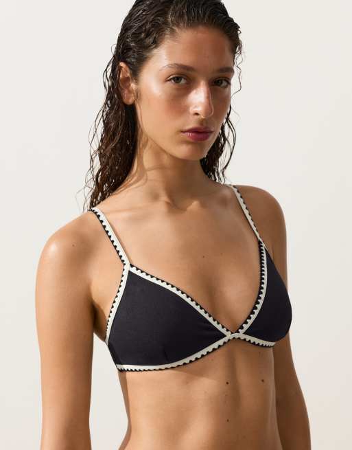 OYSHO – Triangel-Bikinioberteil in Schwarz mit Kontrastnaht, 3 von 4