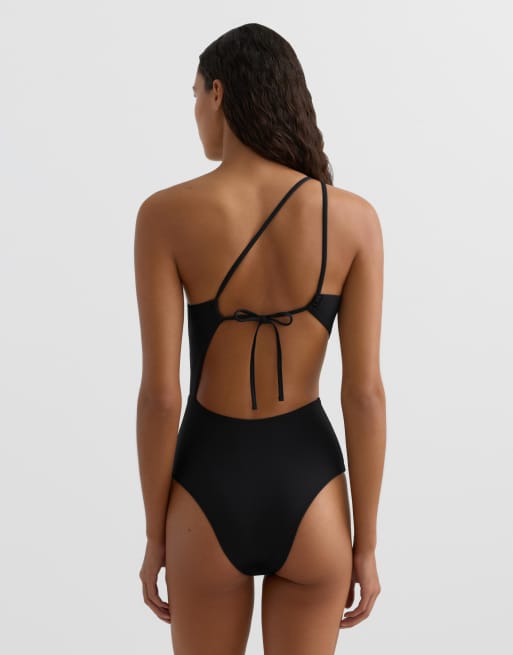 OYSHO - Trikini asimmetrico nero con allacciatura, 2 di 4